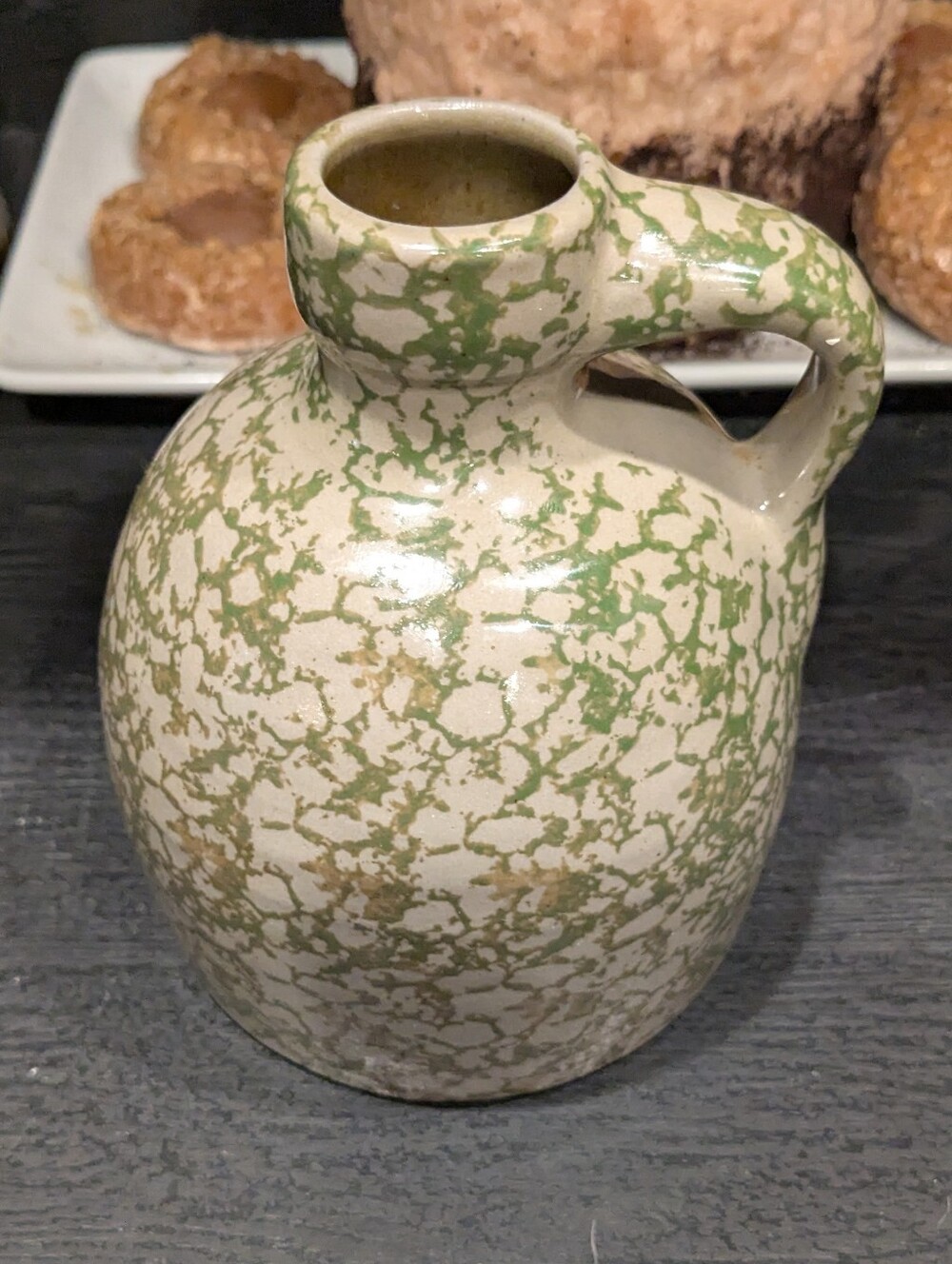 Beaumont Brothers Pottery Green Spongeware Salt Glaze Jug Pitcher BBP - Picture 3 of 5